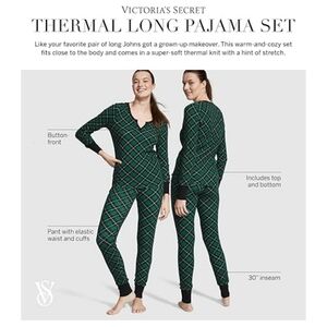 New VICTORIA'S SECRET Thermal Long Pajama Set Size Large Short
